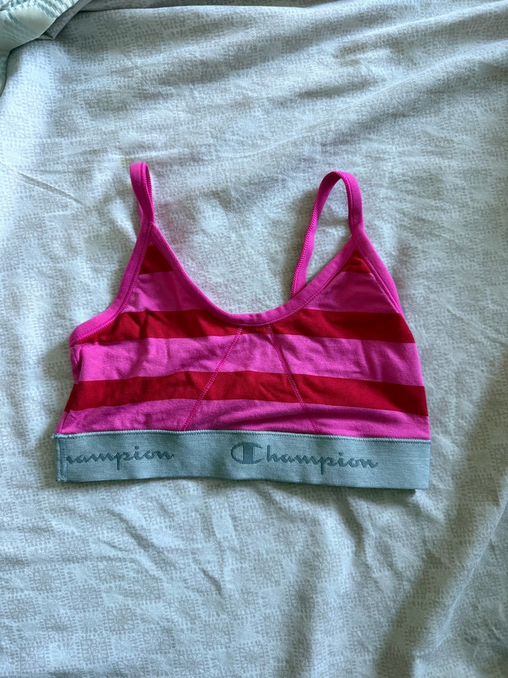 Champion Women's Pink & Red Striped Sports Bra NWOT